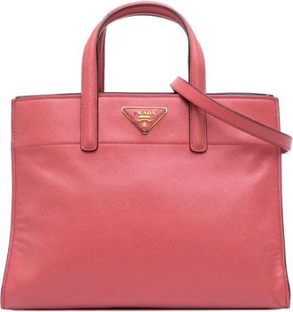 Prada Borsa tote morbida in pelle Saffiano con tre tasche 2010-2025 - Rosa