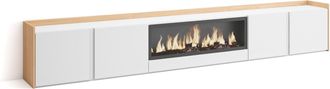Skraut Home Skraut Home - Mueble Tv, Televisi&oacute;n, Muebles De Sal&oacute;n, Almacenaje, 315x35x50cm, Para Tv Hasta 80, Chimenea El&eacute;ctrica Xxl, Estilo Moderno, Blanco Y Rob