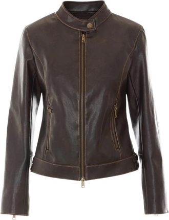 Liu Jo Leather Jassen - Dames - Leren en Su&egrave;de Jassen - Bruin - L - Jassen