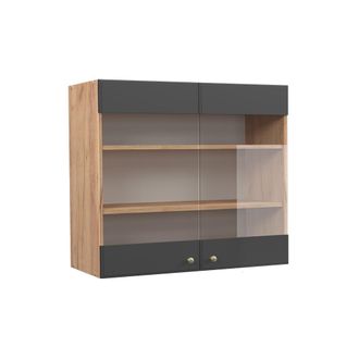 Vicco Mobile Da Cucina In Vetro Fame-line, Antracite-oro, 80 Cm