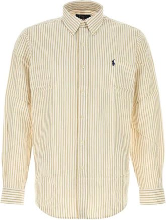 Polo Ralph Lauren Klassiek gesneden gestreept katoenen overhemd - Heren - Casual Overhemden - Beige - L - Katoen - Overhemden