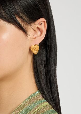 Valentino Garavani Fil Perdu Heart Stud Earrings - Brass - One Size