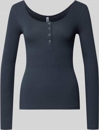 Pieces Slim Fit Langarmshirt aus Baumwoll-Mix Modell KITTE in Dunkelblau, Größe XS