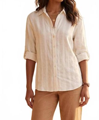 Karen Kane Roll Tab Shirt In Oat