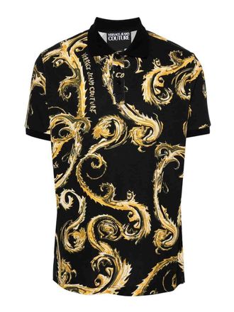 Versace Jeans Couture Cotton Polo Shirt With Baroque Print