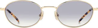 Victoria Beckham 50mm Oval Sunglasses in Gold Havana/blue Sf Antiref at Nordstrom
