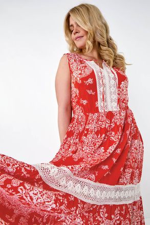 Roman Broderie Boho Printed Maxi Dress