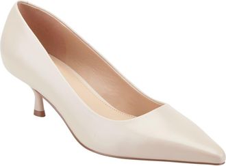 Marc Fisher Calynna Pointed Toe Kitten Heel Pump in Light Natural at Nordstrom, Size 9.5