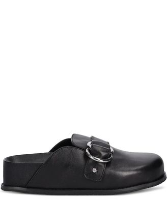Michael Michael Kors Jaden ring-buckle leather slides - women - Leather/Leather/Rubber - 6 - Black