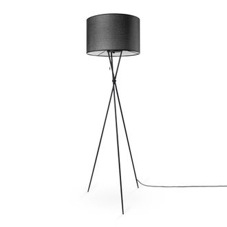 Paco Home Paco Home - L&aacute;mpara Pie Sal&oacute;n Pantalla Tela De Mesa Pantalla Textil E27 Luz Nocturna Negro (&oslash;45.5 Cm), L&aacute;mpara De Pie-negro - Tipo 1
