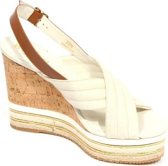 Hogan Wedge Sandalen - Dames - Sleehakken - Beige - 39 1/2 EU - Schoenen