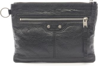 Balenciaga Black Leather Clutch Bag (Pre-Owned)