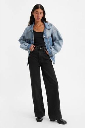 Levi's Ribcage high waist wide leg jeans black denim