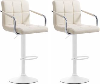 Clp Set De 2 Taburetes Lucy V2 En Simil Cuero Crema Blanco