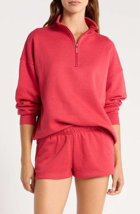 Florence By Mills Cozy Crush Half-Zip Cotton Blend Sweatshirt in Lucky Red at Nordstrom, Size Xx-Small