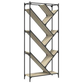 Berkfield Home Bookcase Sonoma Oak 79x30x180 cm Engineered Wood & Metal in Natural | Size: 79 x 30 x 180 cm
