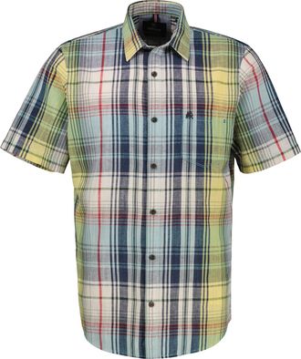 Lerros Karohemd LERROS, Damen, Gr. L, N-Gr, gelb (faded gelb), Web, Obermaterial: 71% Baumwolle, 29% Leinen, kariert, regular fit taillenbedeckt, Hemden Karo