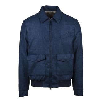 LUIGI BORRELLI NAPOLI Aviator Jacket - Heren - Bomber jackets - Blauw - 2XL - Wol - Jassen