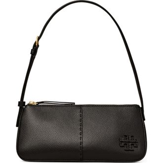 Tory Burch McGraw Pebble Leather Wedge Shoulder Bag in Black at Nordstrom