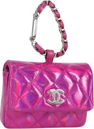 Chanel Pre-owned Vintage Pouch - Dames - Vintage Mini Tas - Roze - ONE Size - Leer - Vintage