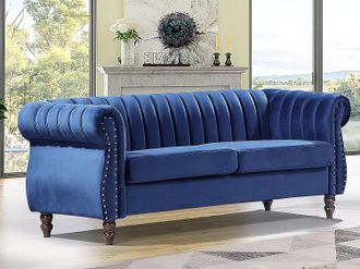 Vente-Unique Divano Chesterfield 3 posti in Velluto Blu reale - TRUMBO