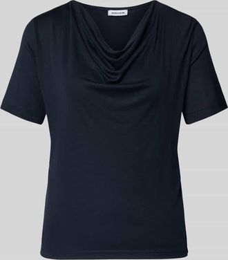 More & More More & More T-Shirt mit Wasserfall-Ausschnitt in Marine, Gr&ouml;&szlig;e 34