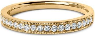House of Brilliance 14K Gold 1/4 Cttw Round Diamond Milgrain Wedding Band in Yellow at Nordstrom, Size 6.5