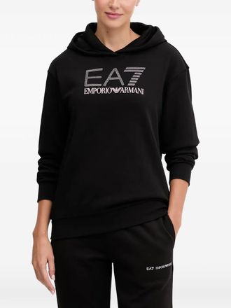 Emporio Armani logo-print hoodie - women - Cotton/Polyester - M - Black