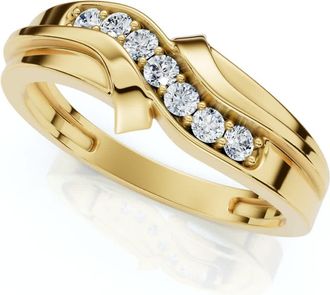 Pompeii3 Mens Diamond Curve Polished Wedding Ring Lab Grown 10k Gold