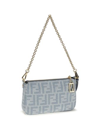 Fendi Womens Denim Baguette Clutch Ch+ceruleo+os Cotton Clutches