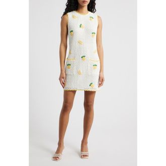 Saylor Wynn Sleeveless Crochet Minidress in Bright White at Nordstrom, Size X-Small