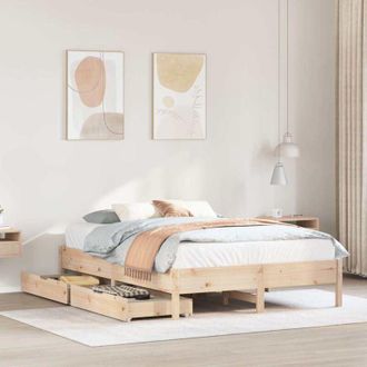 vidaXL Vidaxl - Estructura De Cama Sin Colch&oacute;n Madera Maciza De Pino 135x190 Cm