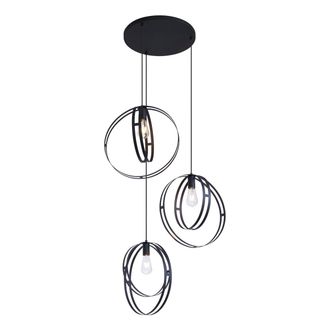 QAZQA Qazqa Smart Hanglamp Zwart Rond 3-lichts Incl. Wifi G95 - Indu