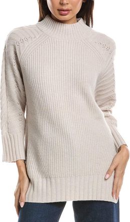 Fort&eacute; Cashmere Luxe Cable Mock Neck 100% Cashmere Sweater