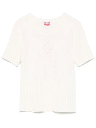 Kenzo diamond-pattern T-shirt - women - Polyester/Viscose - S - White