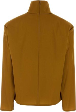 Saint Laurent Womens Silk Blend Turtleneck Orange Nylon Elastane T-shirts
