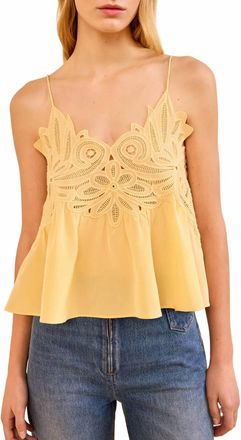 Ulla Johnson Rosie Lace Applique Tank Top In Dandelion