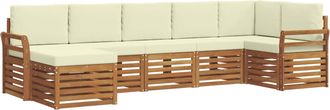 vidaXL Conjunto De Sof&aacute;s De Exterior 7 Uds. Natural Y Crema Vidaxl