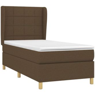 vidaXL Cama Box Spring Con Colch&oacute;n Tela Marr&oacute;n Oscuro 90x190 Cm Vidaxl