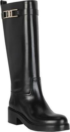 Ferragamo Rosalie Tall Leather Boot in Black at Nordstrom Rack, Size 10