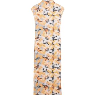 Desigual Floral Print Cap Sleeve Dress in Light Orange at Nordstrom, Size X-Large