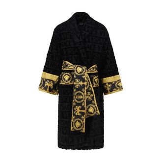 Versace Baroque Bathrobe with Allover Logo Print