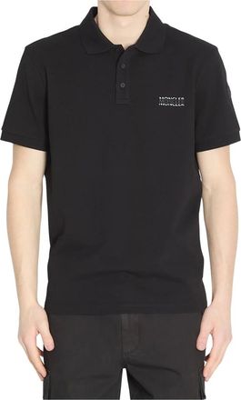 Moncler Tops, Heren, Zwart, S, Katoen, Polo shirt van katoenen piqu&eacute;
