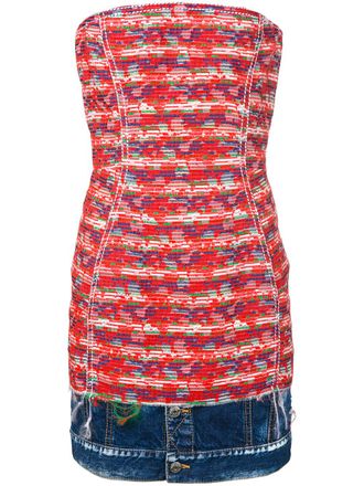 Dsquared2 getailleerde jurk met denim zoom - Rood