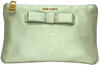 Prada Pre-owned Clutches, female, Green, Size: ONE SIZE Pre-owned Satin Clutch