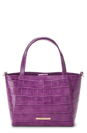 Brahmin Small Mona Croc Embossed Leather Tote in Purple at Nordstrom
