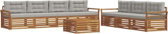 vidaXL Conjunto De Sof&aacute;s De Exterior 8 Uds. Natural Y Gris Claro Vidaxl