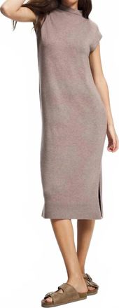 Soma Premier Knit Sweater Wrap And Funnel Neck Midi Dress Set In Heather Fawn