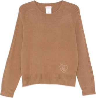 Liu Jo Beige Sweater Aw 25 Comfort Stijl Elegantie - Dames - Ronde hals truien - Beige - XL - Truien & Vesten