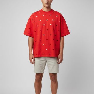 Jacquemus X Nike Red Distressed Jersey Swoosh T-Shirt
